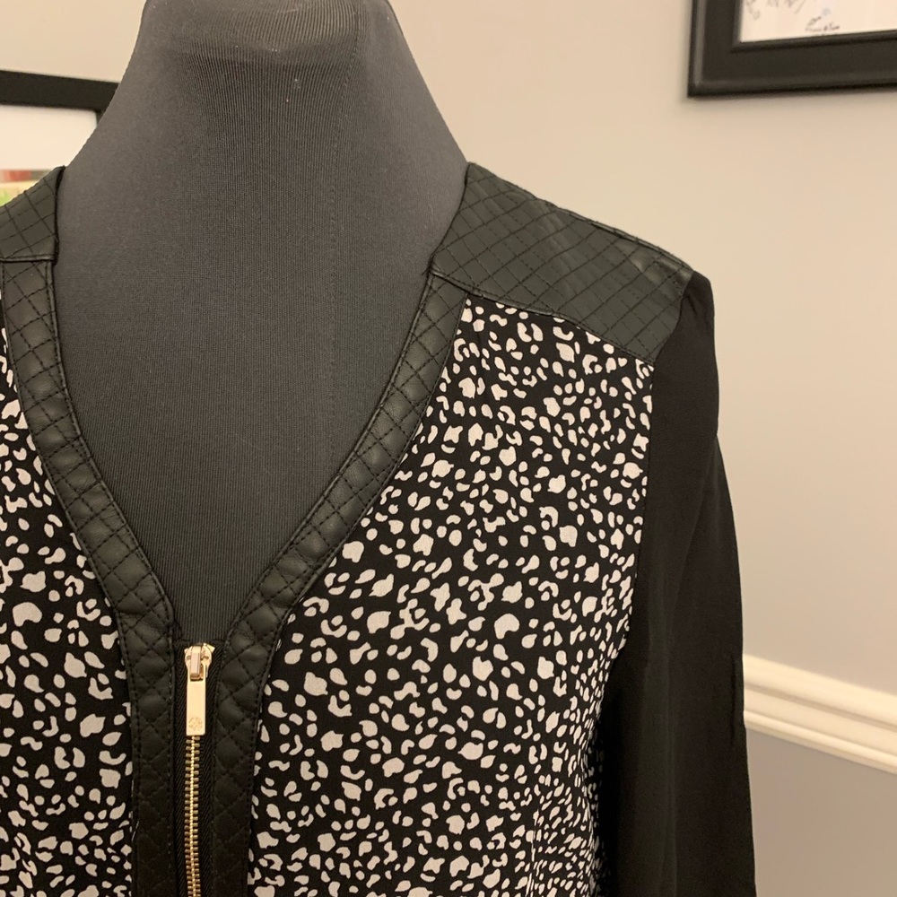 INC leather accent blouse